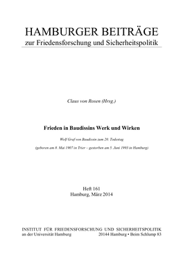 HAMBURGER BEITRÄGE Zur Friedensforschung Und Sicherheitspolitik