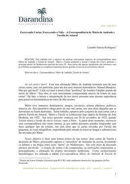 A Correspondência De Mário De Andrade E Tarsila Do Amaral