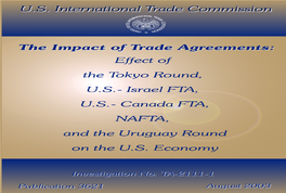 Effect of the Tokyo Round, US-Israel FTA, US-Canada