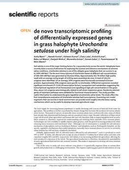 De Novo Transcriptomic Profiling of Differentially Expressed Genes In