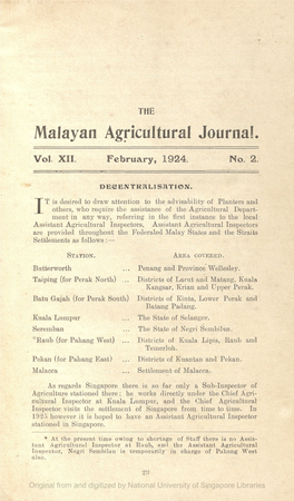 Malayan Agricultural Journal. V12 02