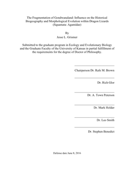 The Fragmentation of Gondwanaland: Influence on the Historical Biogeography and Morphological Evolution Within Dragon Lizards (Squamata: Agamidae)