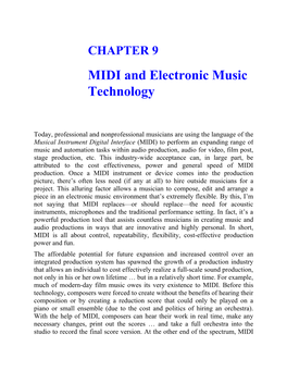 MIDI and Electronic Music Technology