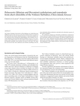 Palaeozoic (Silurian and Devonian) Radiolarians and Conodonts from Chert Olistoliths of the Volissos Turbidites, Chios Island, Greece