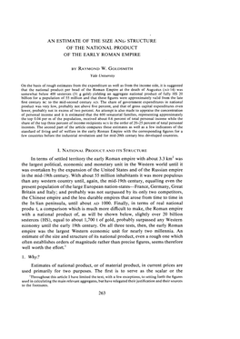 An Estimate of the Size and Structure of the National Product of the Early