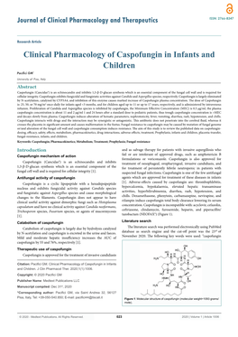 Clinical Pharmacology of Caspofungin in Infants and Children