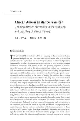 African American Dance Revisited Undoing Master Narratives in the Studying and Teaching of Dance History