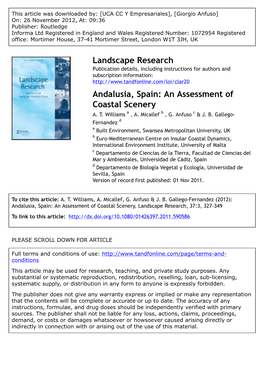 Andalusia, Spain: an Assessment of Coastal Scenery A