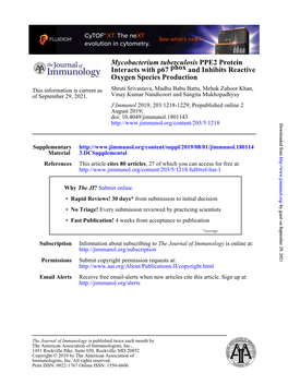 Mycobacterium Tuberculosis PPE2 Protein Interacts with P67phox and Inhibits Reactive Oxygen Species Production