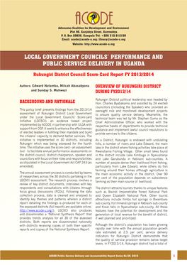 Local Government Councils' Performance and Public Service Delivery in Uganda