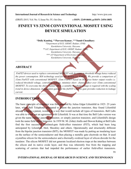 Finfet Vs 32Nm Conventional Mosfet Using Device Simulation