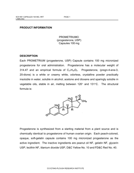 (Progesterone, USP) Capsules 100 Mg DESCRIPTION Each