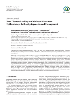 Rare Diseases Leading to Childhood Glaucoma: Epidemiology, Pathophysiogenesis, and Management