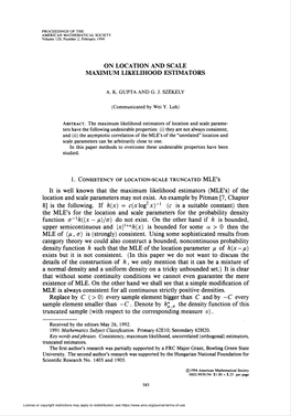 On Location and Scale Maximum Likelihood Estimators