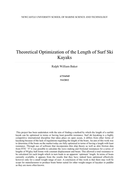 Theoretical Optimization of the Length of Surf Ski Kayaks