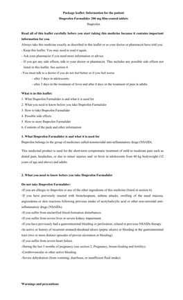 Package Leaflet: Information for the Patient Ibuprofen Farmalider 200 Mg Film-Coated Tablets Ibuprofen