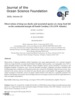 Observations of Deep-Sea Sharks and Associated Species at a Large Food Fall on the Continental Margin Off South Carolina, USA (NW Atlantic)