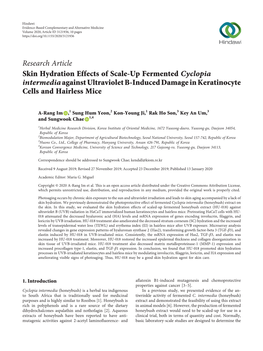 Research Article Skin Hydration Effects of Scale-Up Fermented Cyclopia Intermedia Against Ultraviolet B-Induced Damage in Keratinocyte Cells and Hairless Mice