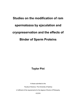 Studies on the Modification of Ram Spermatozoa by Ejaculation And