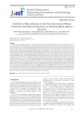 Journal of Geoscience, Engineering, Environment, and Technology