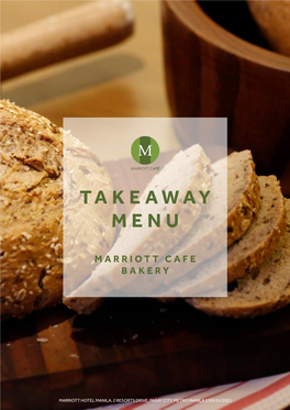 Takeaway Menu Marriott Cafe Bakery