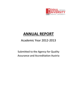 ANNUAL REPORT Academic Year 2012-2013