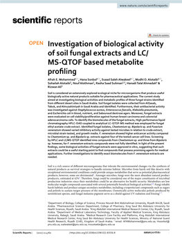 Investigation of Biological Activity of Soil Fungal Extracts and LC/MS