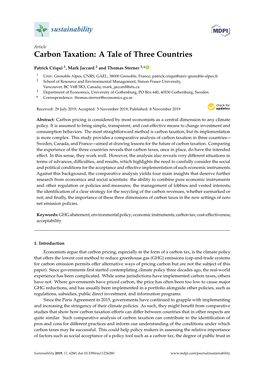 Carbon Taxation: a Tale of Three Countries