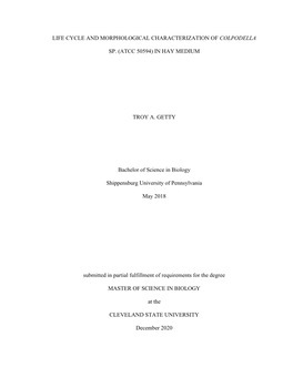 Life Cycle and Morphological Characterization of Colpodella