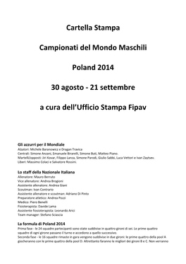 Campionati Del Mondo Nazionale Maschile