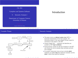 Introduction 9 : Semantic Analysis I