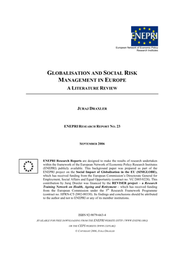 Globalisation and Social Risk Management in Europe a Literature Review