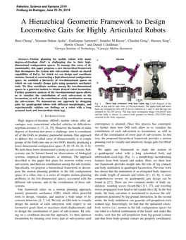 A Hierarchical Geometric Framework to Design Locomotive Gaits for Highly Articulated Robots