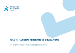 Rule 15: National Federations Obligations