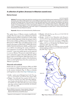 A Collection of Spiders (Araneae) in Albanian Coastal Areas