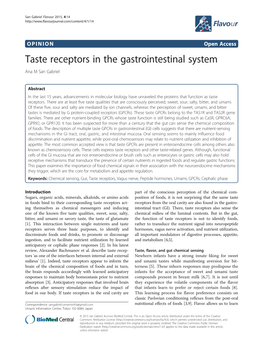 Taste Receptors in the Gastrointestinal System Ana M San Gabriel