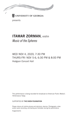 ITAMAR ZORMAN, Violin Music of the Spheres