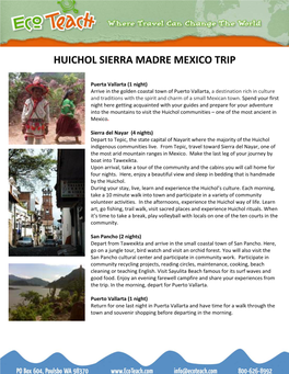 Huichol Sierra Madre Mexico Trip