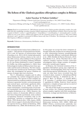 The Lichens of the Cladonia Pyxidata-Chlorophaea Complex in Belarus