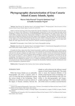 Phytogeographic Characterization of Gran Canaria Island (Canary Islands, Spain)