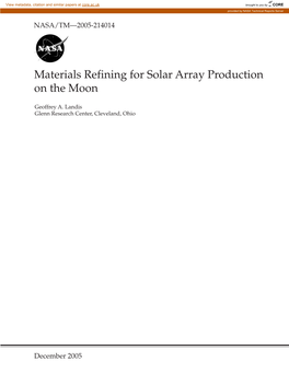 Materials Refining for Solar Array Production on the Moon