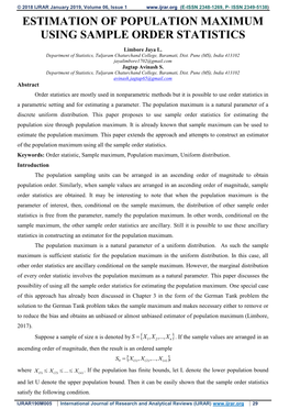 Estimation of Population Maximum Using Sample Order Statistics