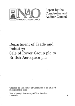 Sale of Rover Group Plc to British Aerospace Plc