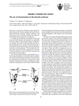 The Use of Triamcinolone in Thyrohyoid Syndrome 2002