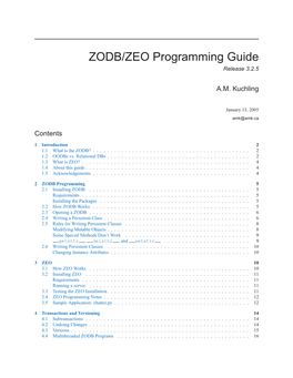 ZODB/ZEO Programming Guide Release 3.2.5