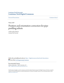 Position and Orientation Correction for Pipe Profiling Robots Andrew John Dettmer Louisiana Tech University