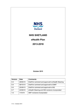 NHS SHETLAND Ehealth Plan 2013-2018