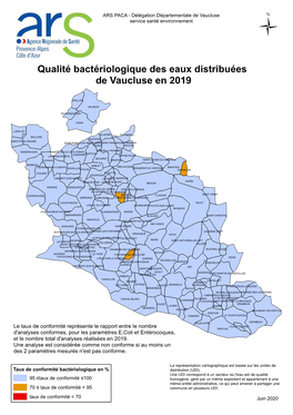 Qualité Bactériologique Des Eaux Distribuées De Vaucluse En 2019