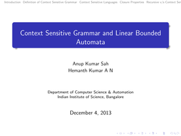 Context Sensitive Grammar and Linear Bounded Automata