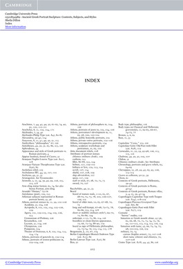 Ancient Greek Portrait Suclpture: Contexts, Subjects, and Styles Sheila Dillon Index More Information